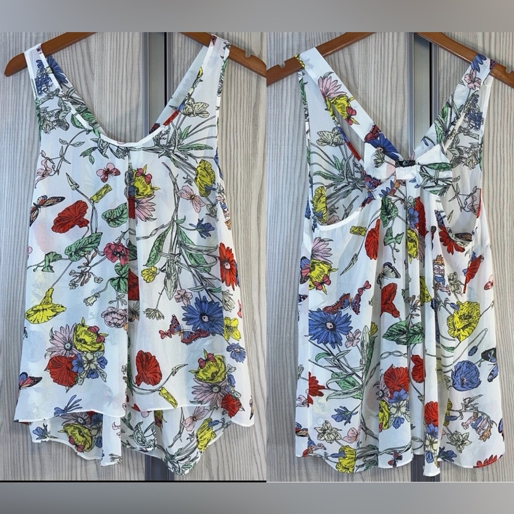 NWOT Alythea ~ Floral/Butterfly Print Sleeveless Blouse Top